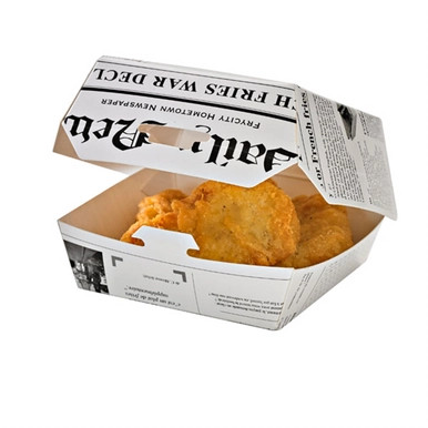 hello, do you have this box size  White Newsprinted Hamburger Clamshell Take Out Box - L:5.7 in. in plain white?
